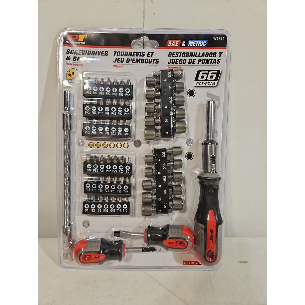 Performance Tool  66 pc  Screwdriver And Bit Set New In Package